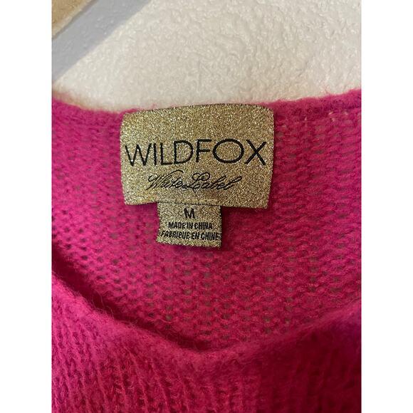 Wildfox White Label Preppy Hot Pink Knit Heart Flag Graphic Sweater Medium - Picture 3 of 12